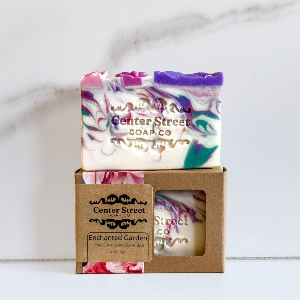 Center Street Soap Co. Enchanted Garden Handmade Bar Soap. 