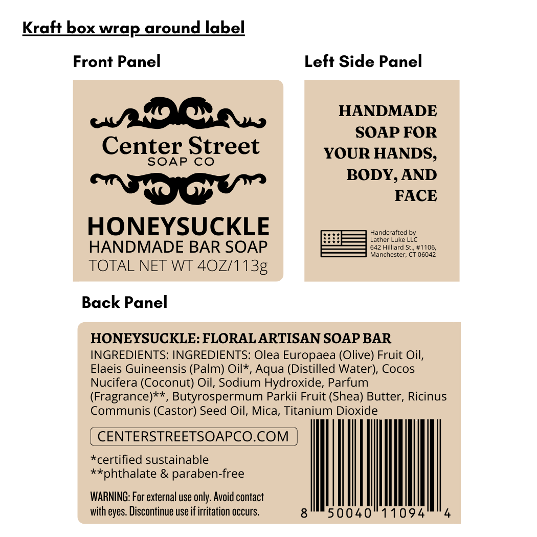 Honeysuckle handmade artisan bar soap by Center Street Soap Co.