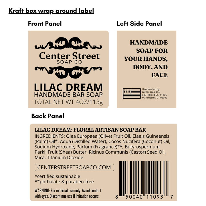 Lilac Dream Handmade Artisan Bar Soap by Center Street Soap Co.